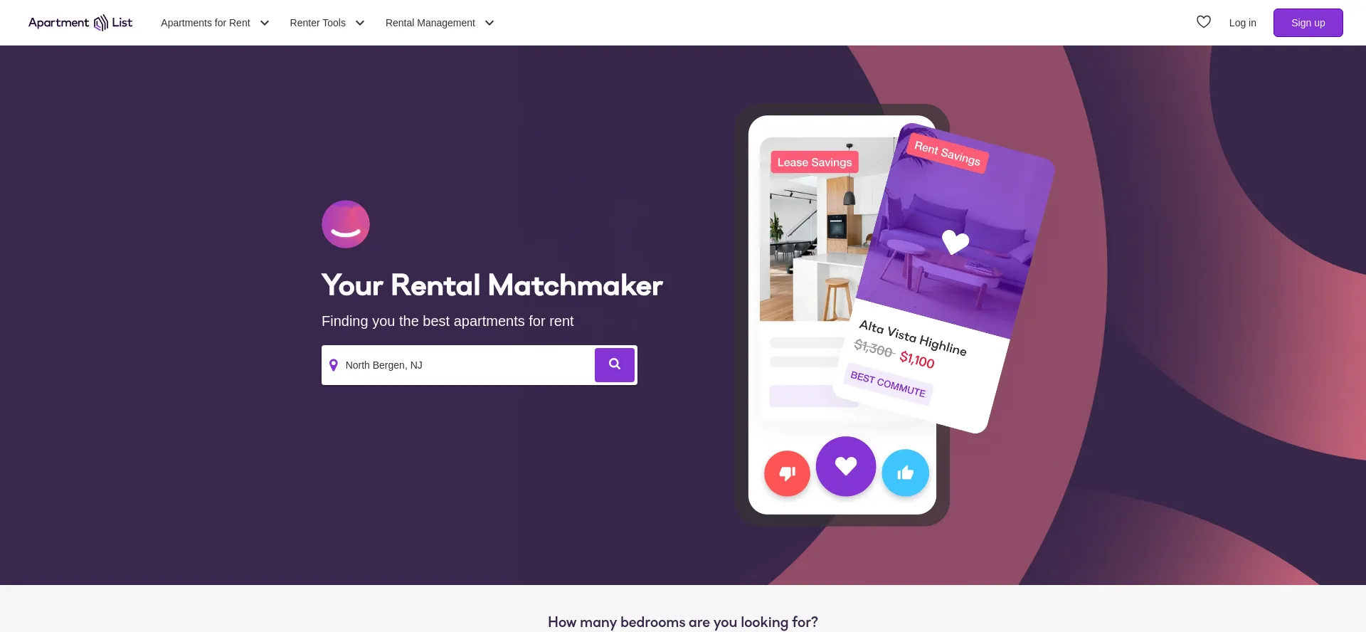 Website screenshot of Apartmentlist.com