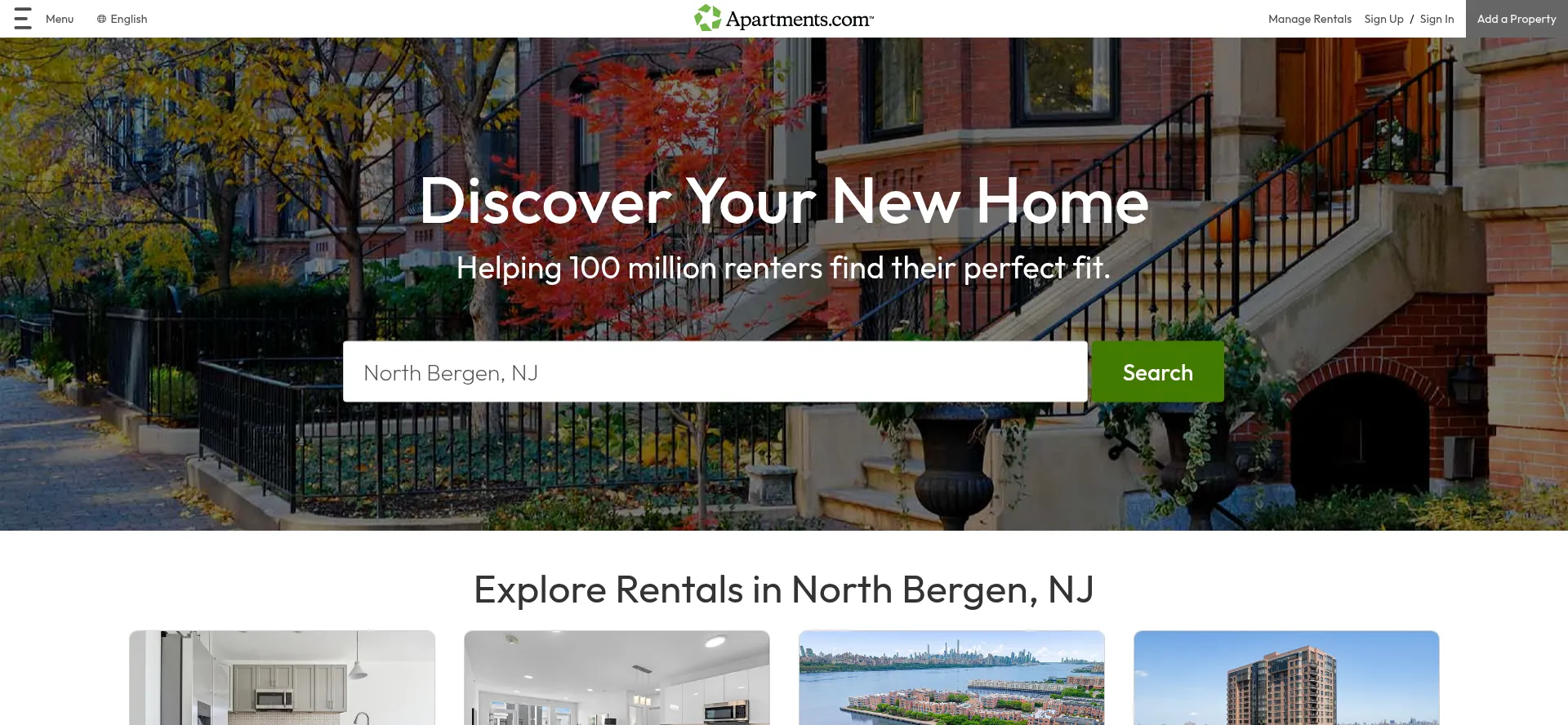 Website screenshot of Apartments.com