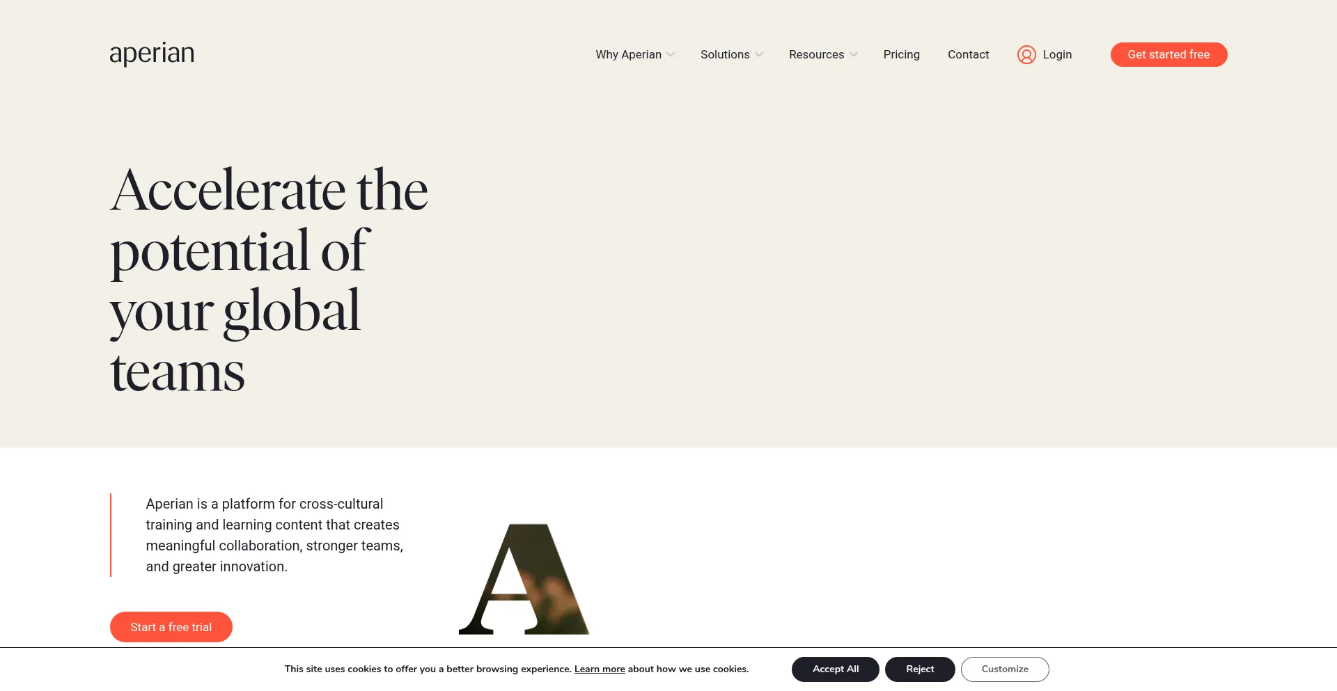 Website screenshot of Aperian.com