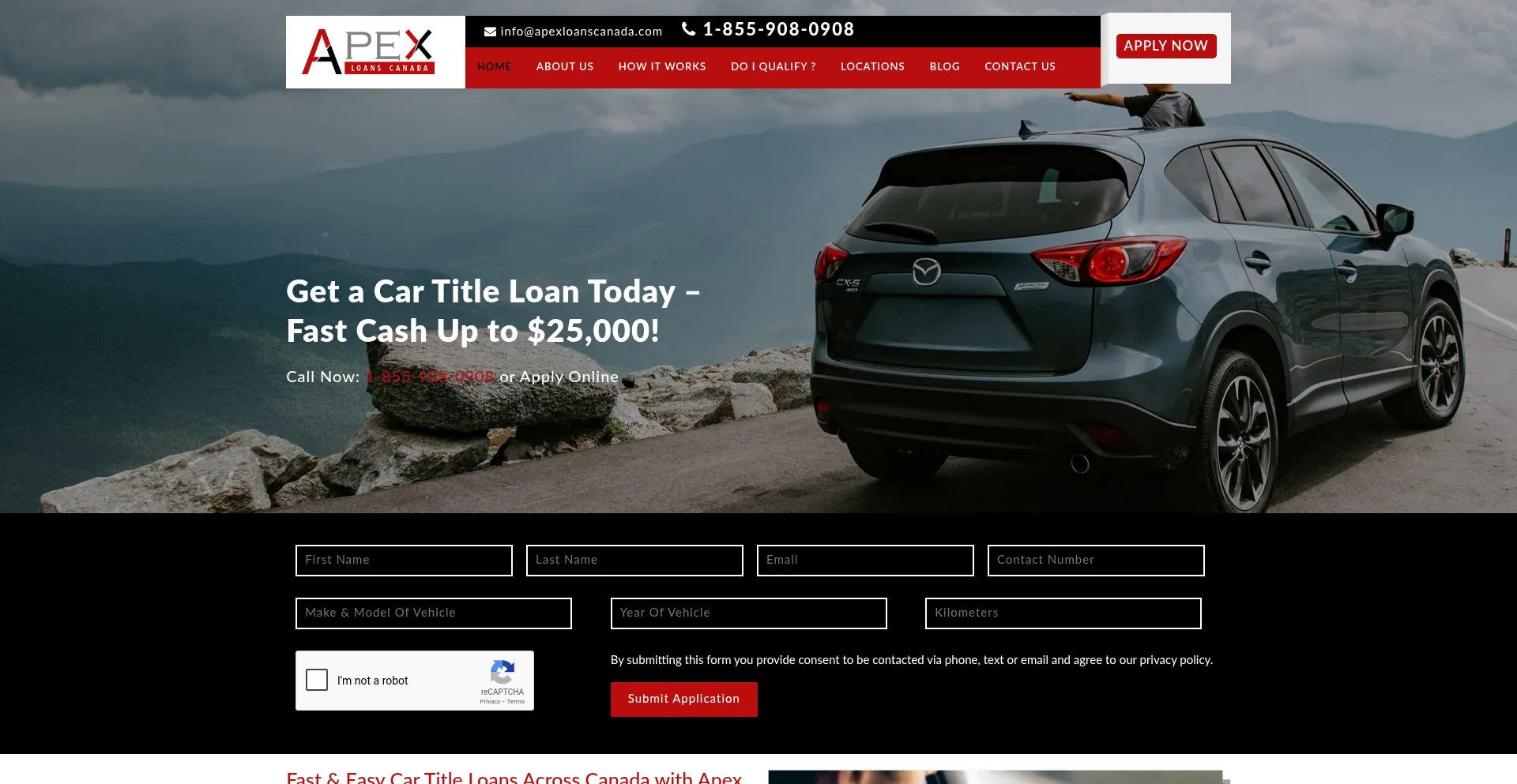 Website screenshot of Apexloanscanada.com