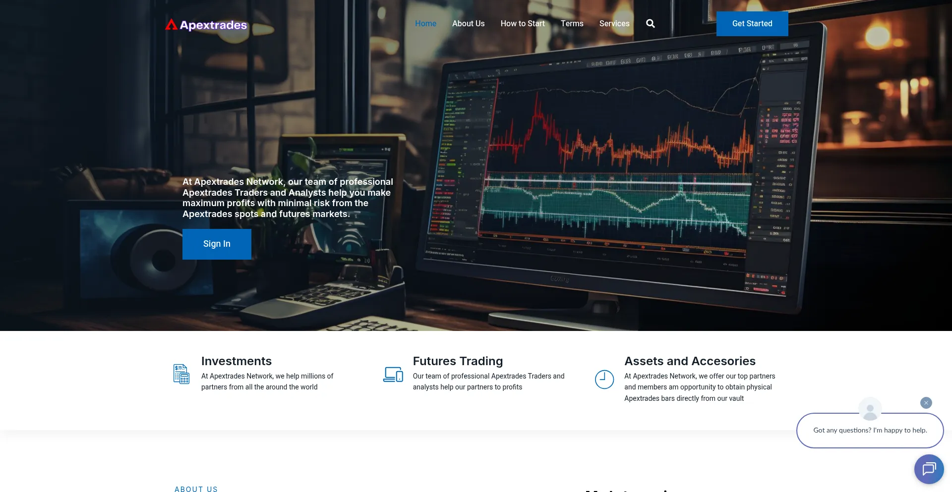 Website screenshot of Apextrades.org