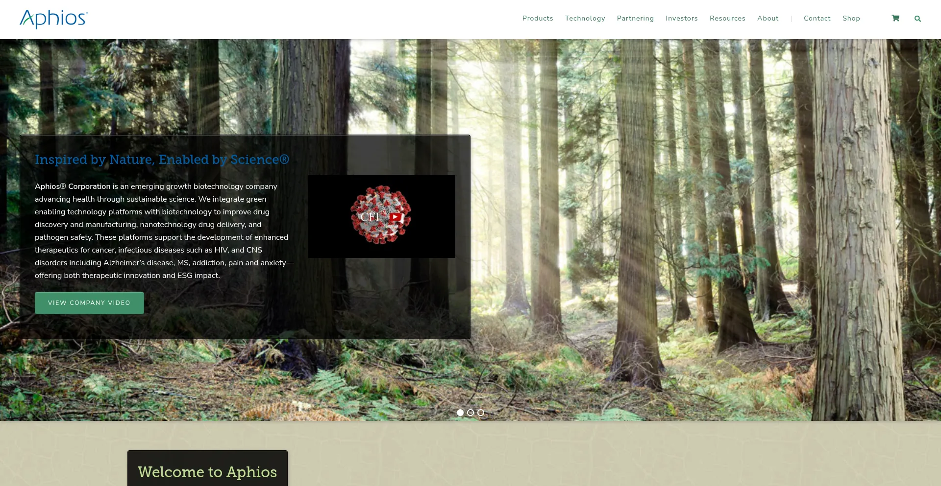 Website screenshot of Aphios.com
