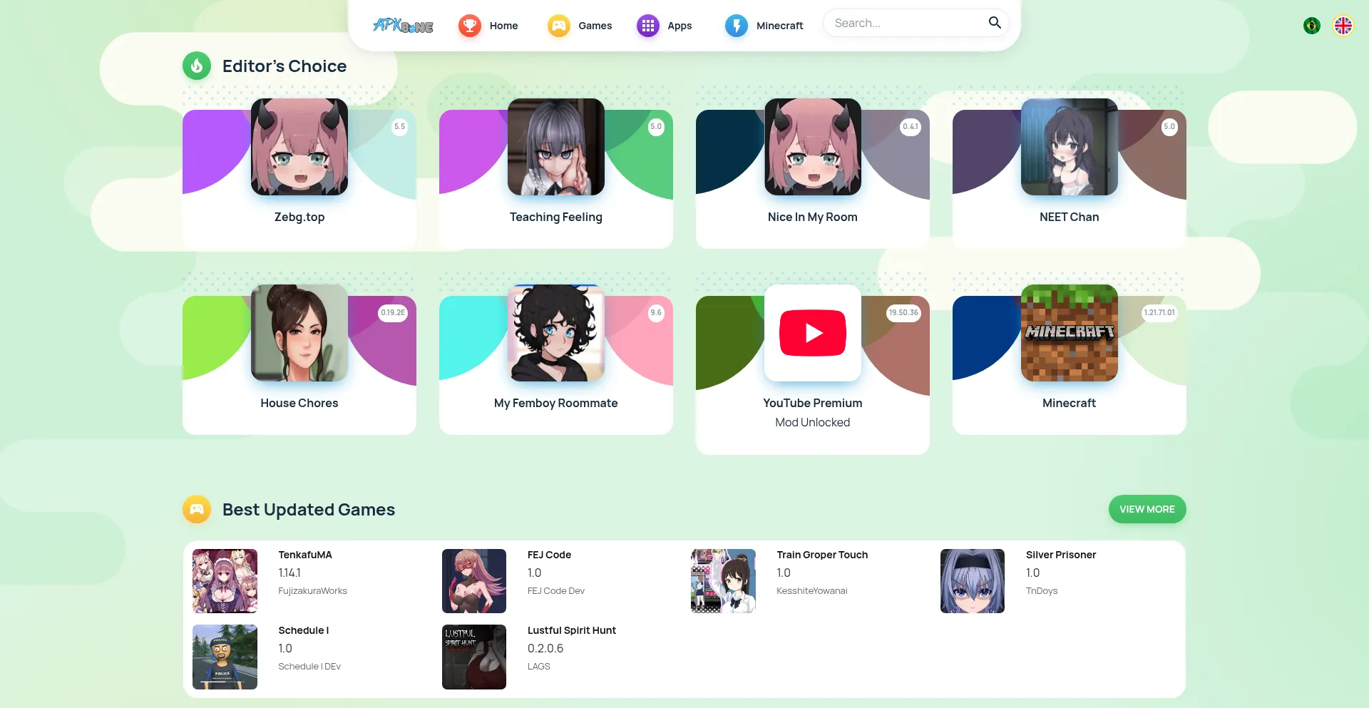 Website screenshot of Apkbine.com