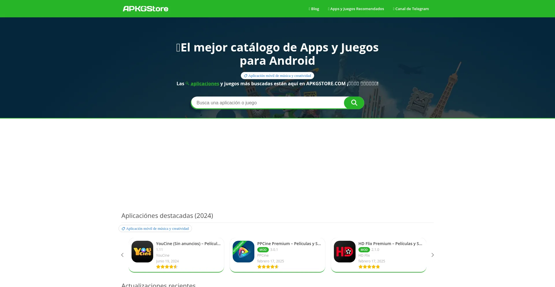 Website screenshot of Apkgstore.com