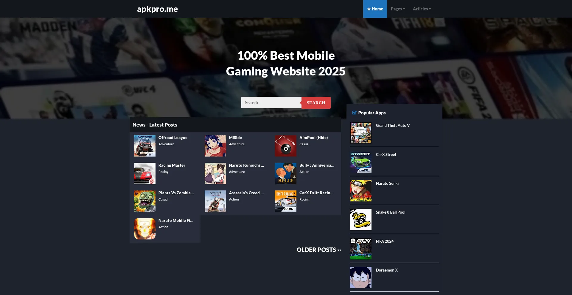 Website screenshot of Apkpro.me