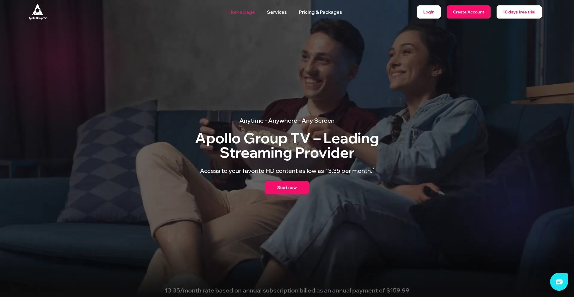 Website screenshot of Apollogroup.tv