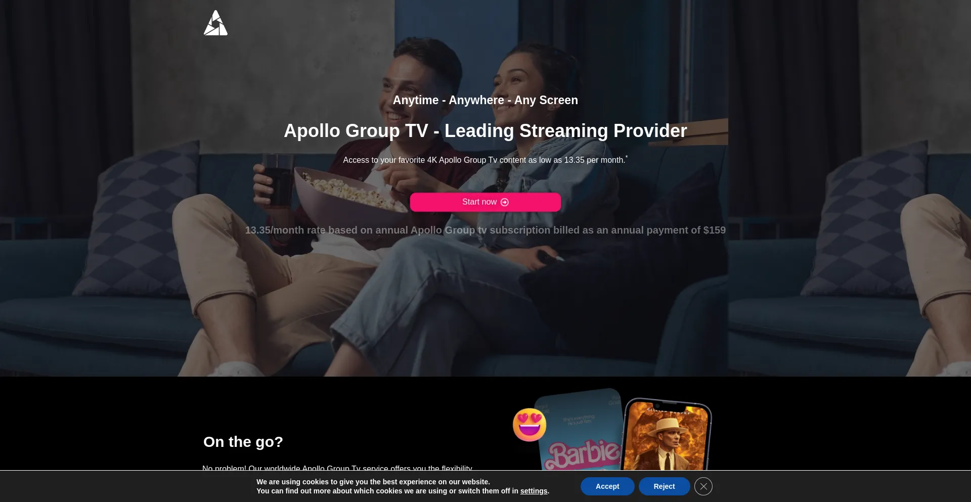 Website screenshot of Apolloprotv.com