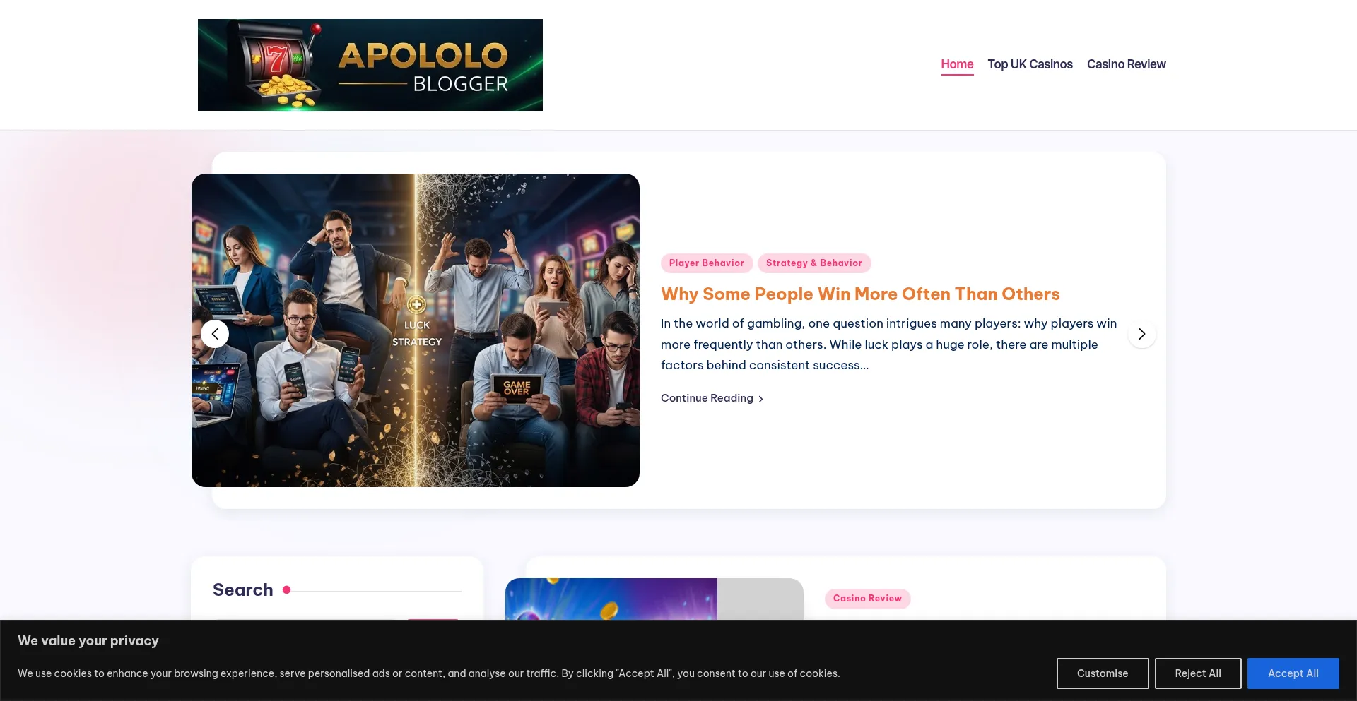 Website screenshot of Apololoblogger.com