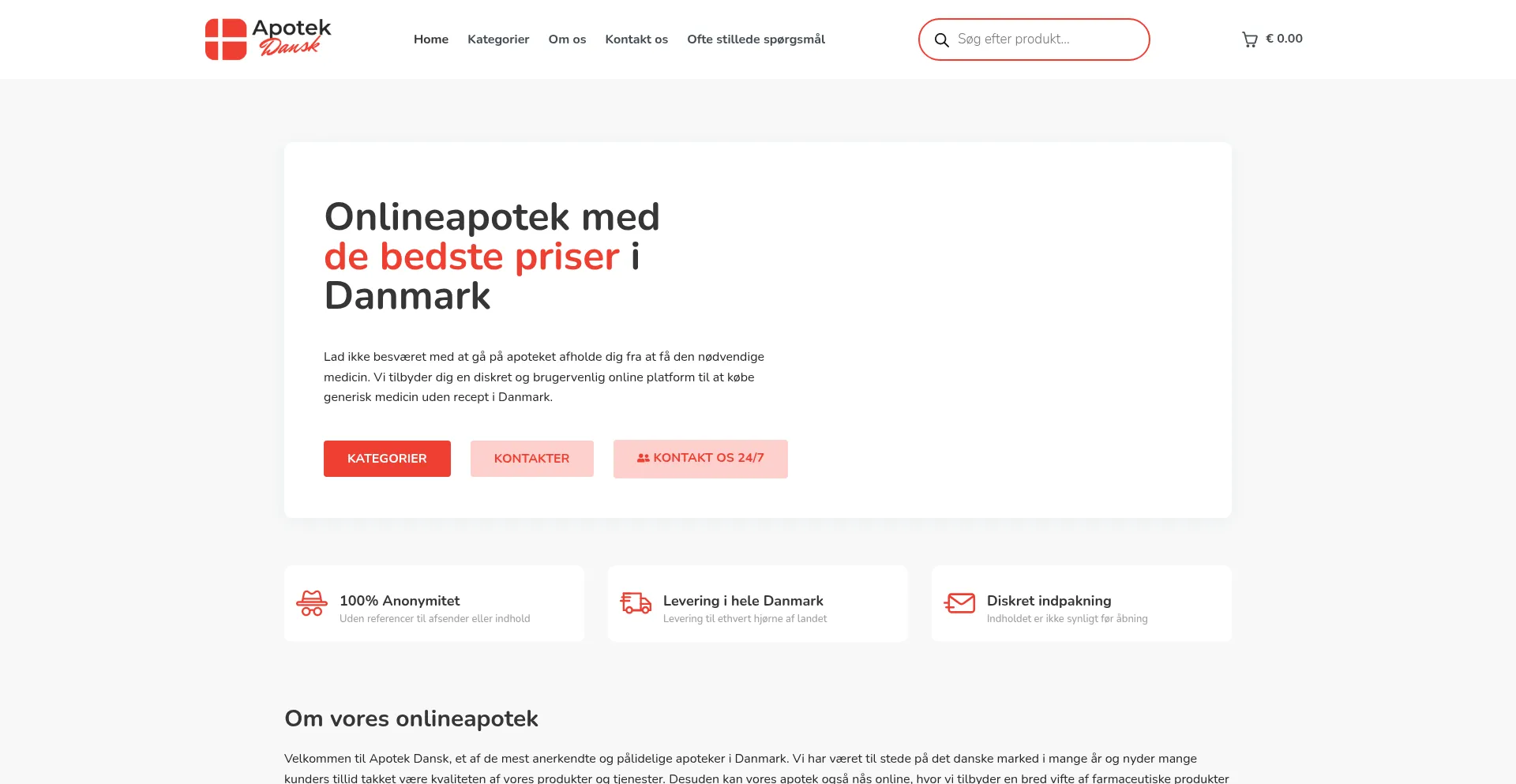Website screenshot of Apotekdansk.com