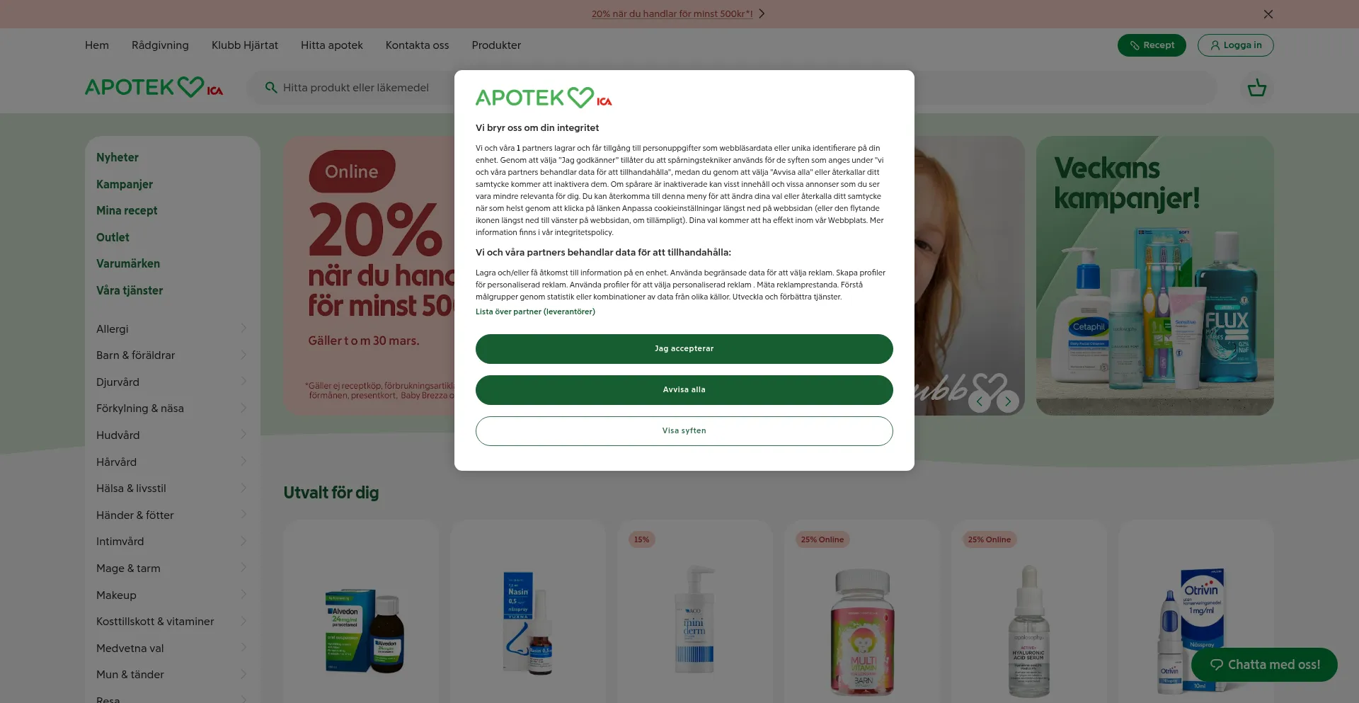 Website screenshot of Apotekhjartat.com