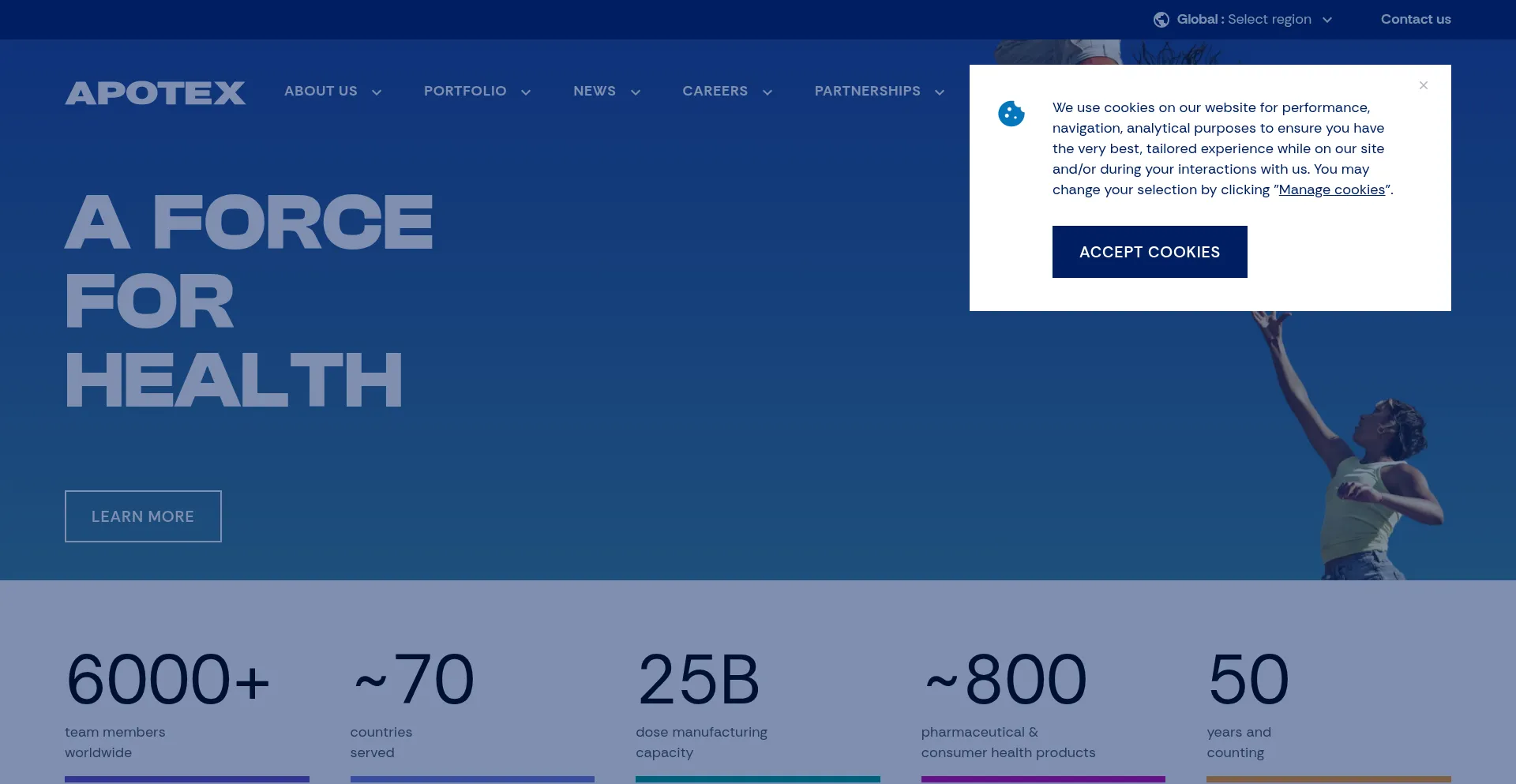 Website screenshot of Apotex.com