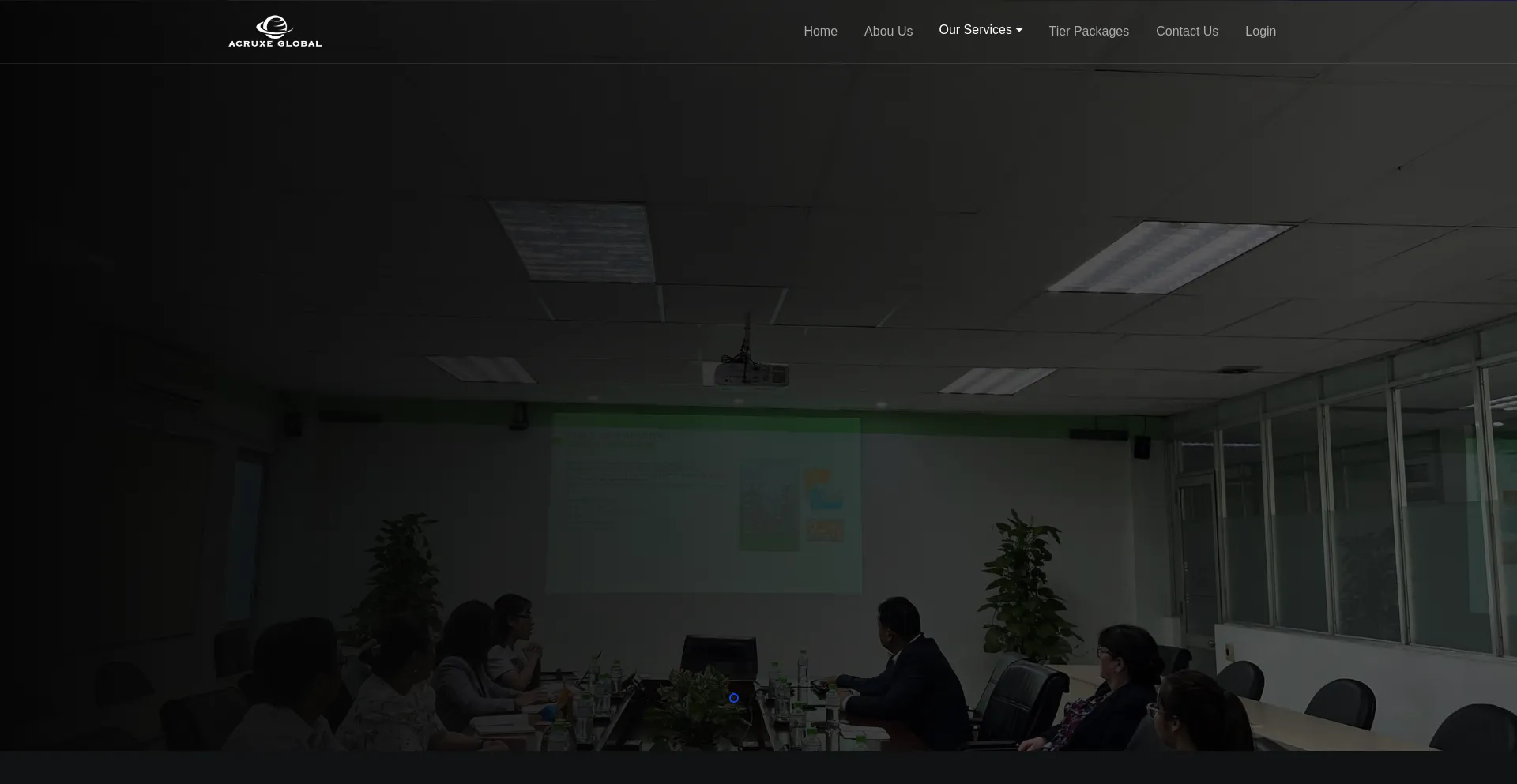 Website screenshot of App.acruxeglobal.com
