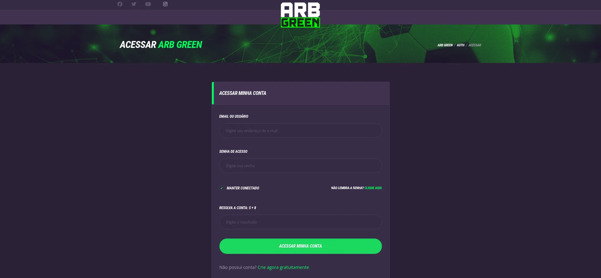 Website screenshot of App.arbgreen.io