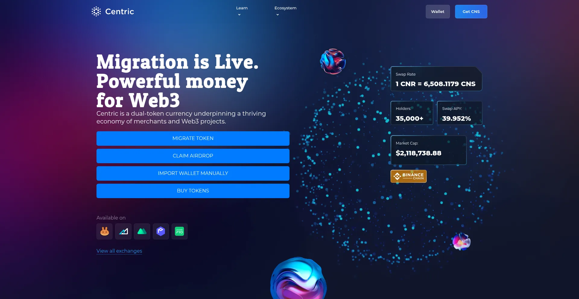 Website screenshot of App.centric-portal.xyz
