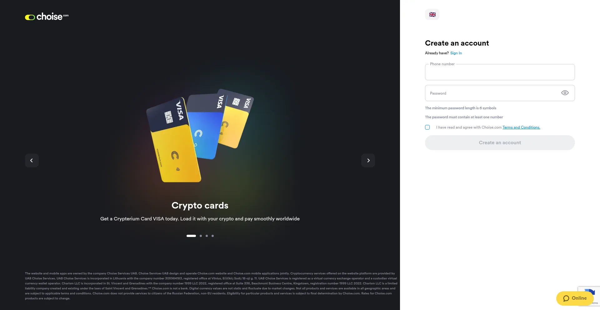 App.crypterium.com Screenshot