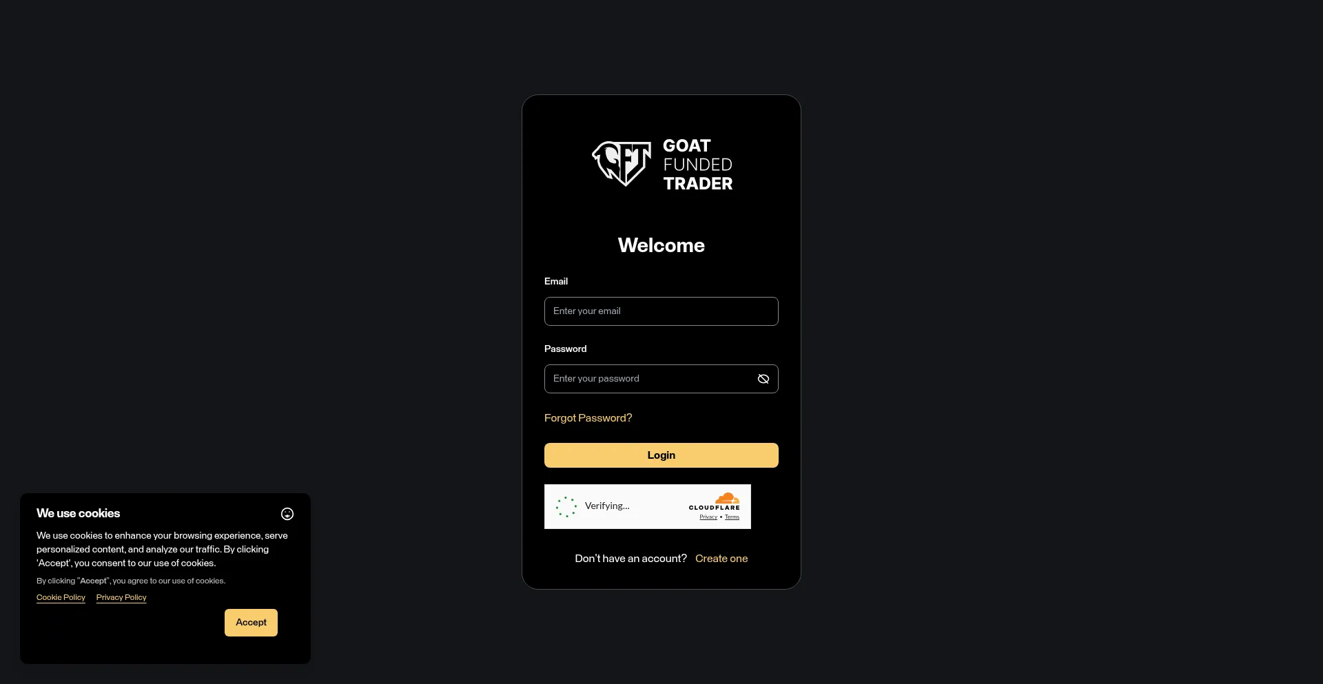 App.goatfundedtrader.com Screenshot