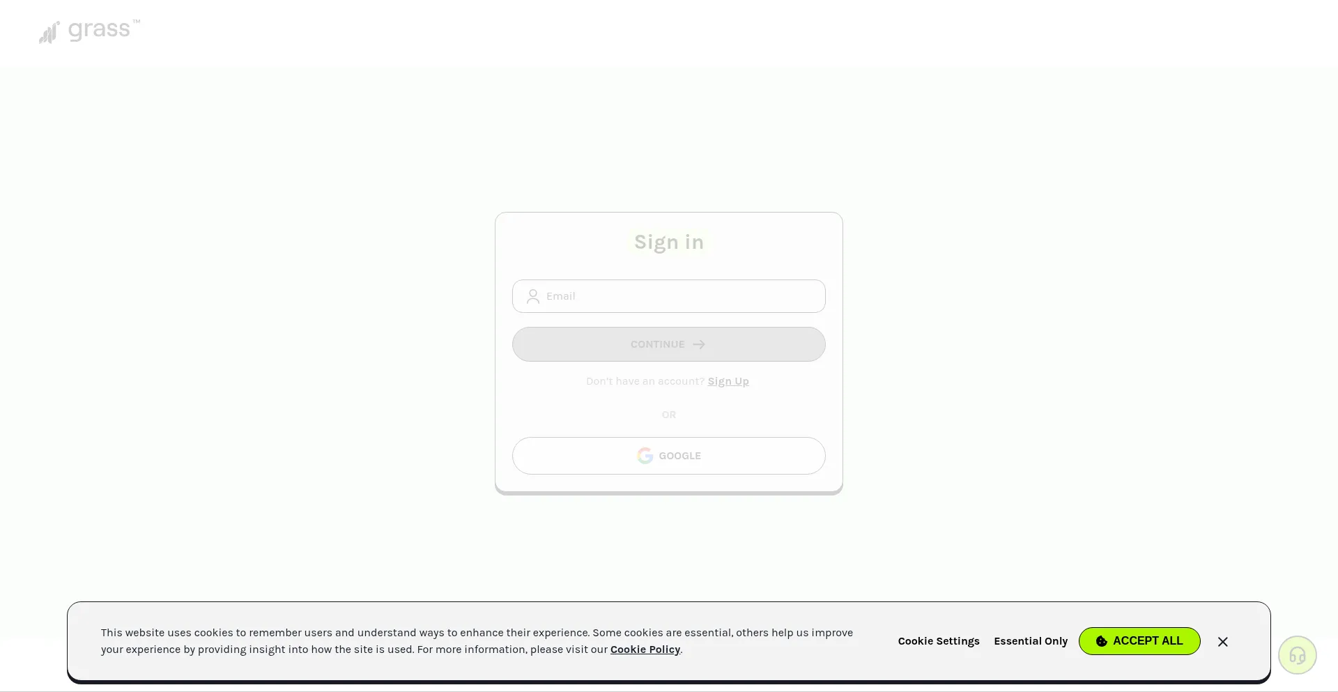Website screenshot of App.grass.io