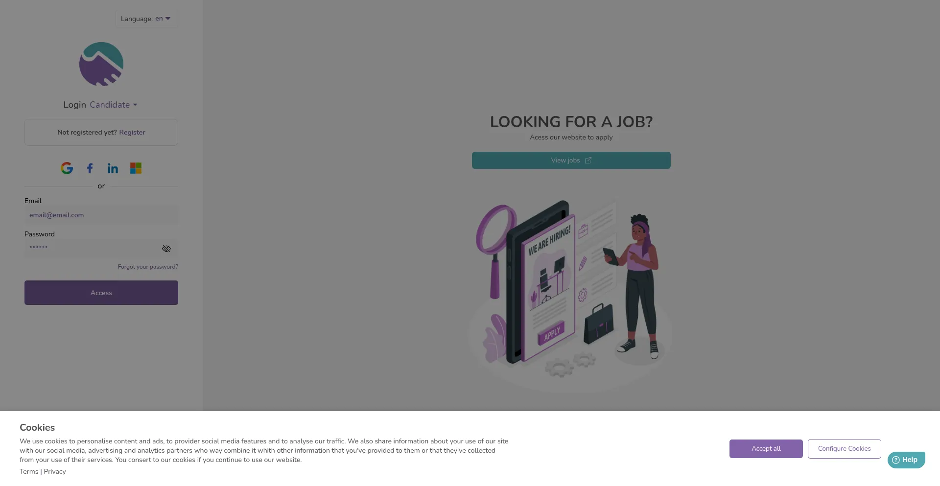 Website screenshot of App.jobconvo.com