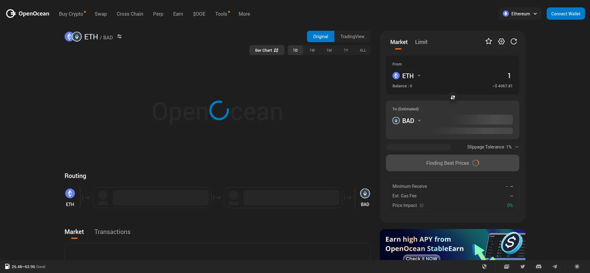 Website screenshot of App.openocean.finance