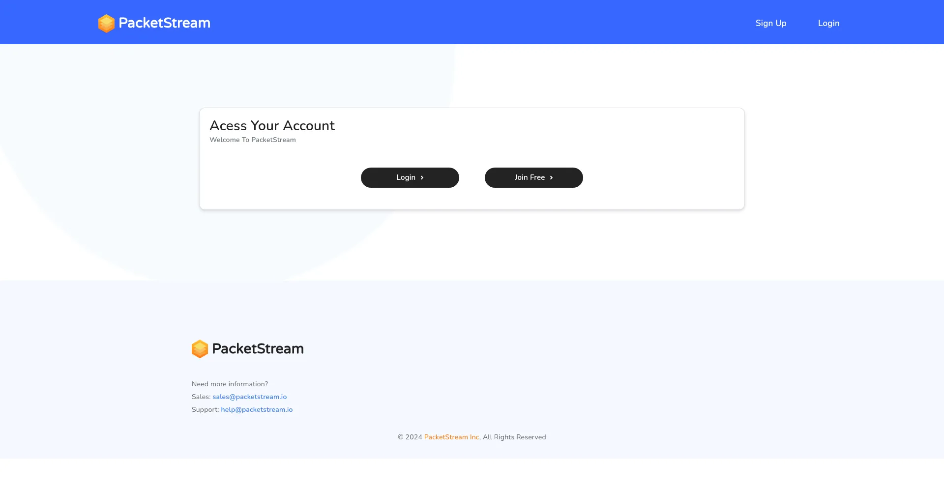 Website screenshot of App.packetstream.io
