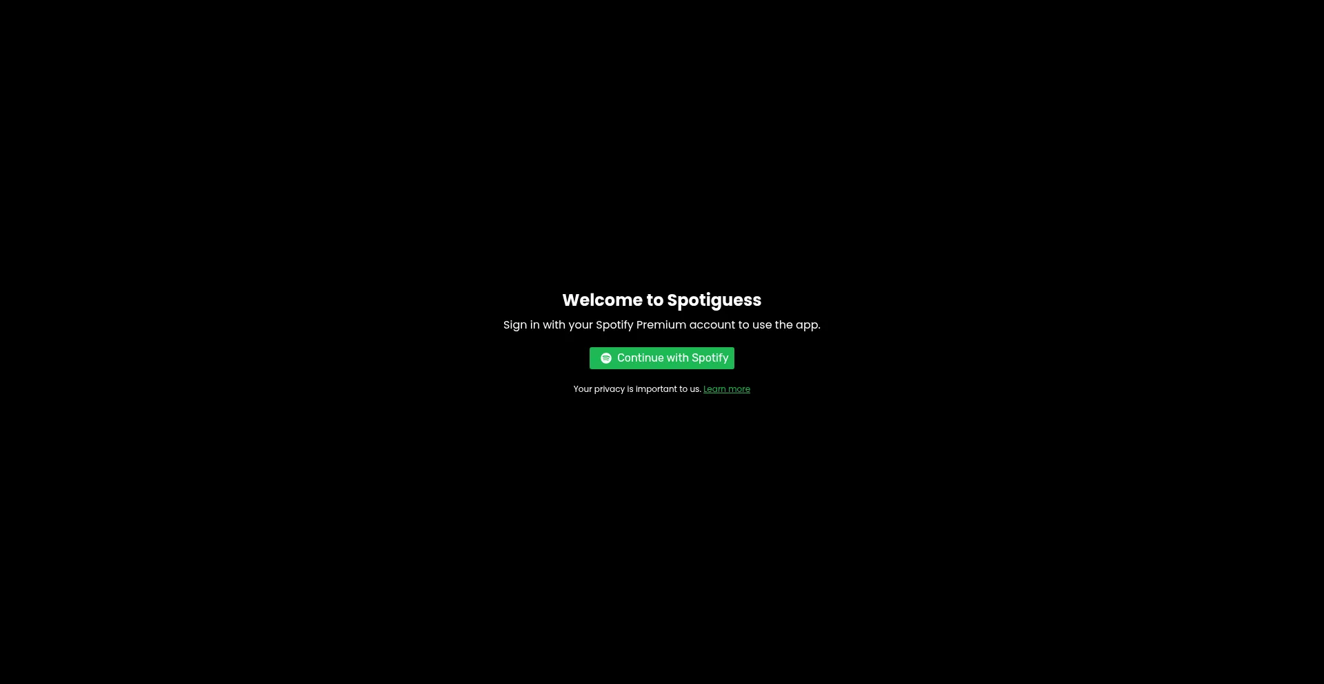 Website screenshot of App.spotiguess.com