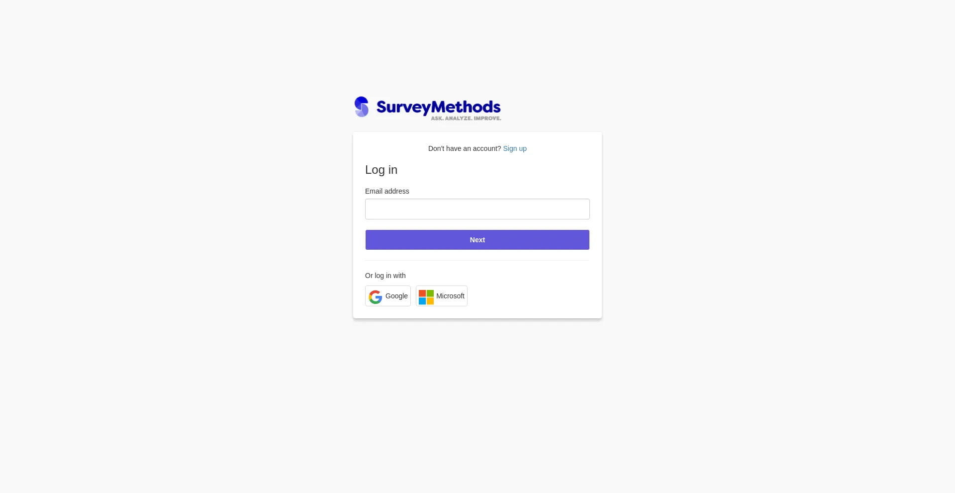 Website screenshot of App.surveymethods.com