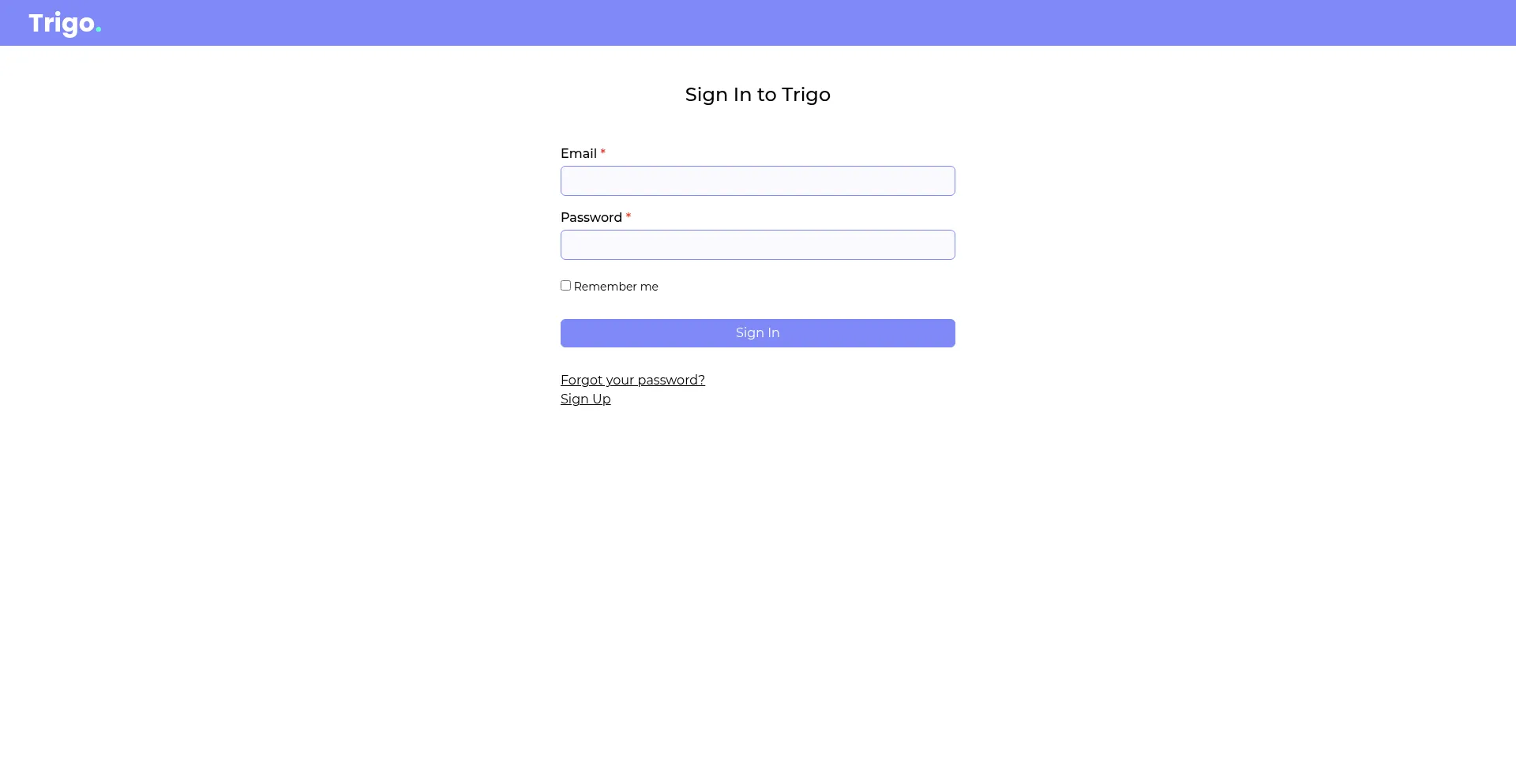 Website screenshot of App.trigorent.com