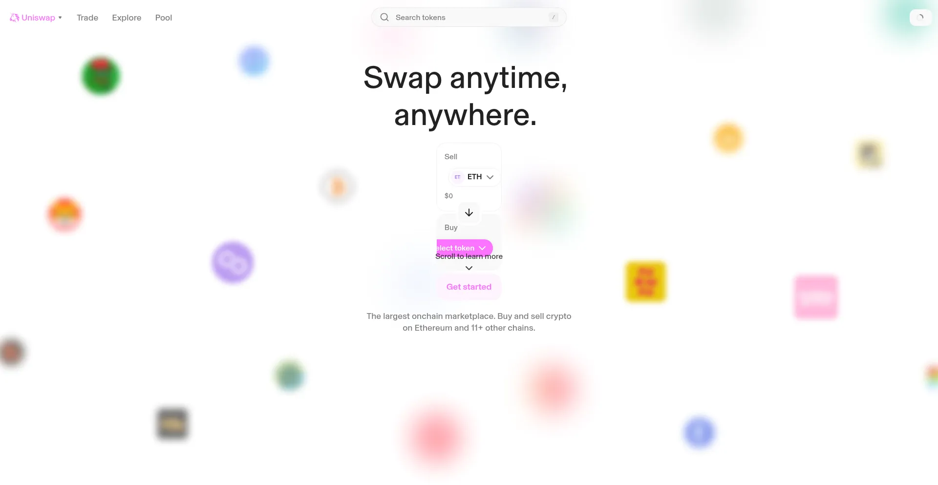 Website screenshot of App.uniswap.org