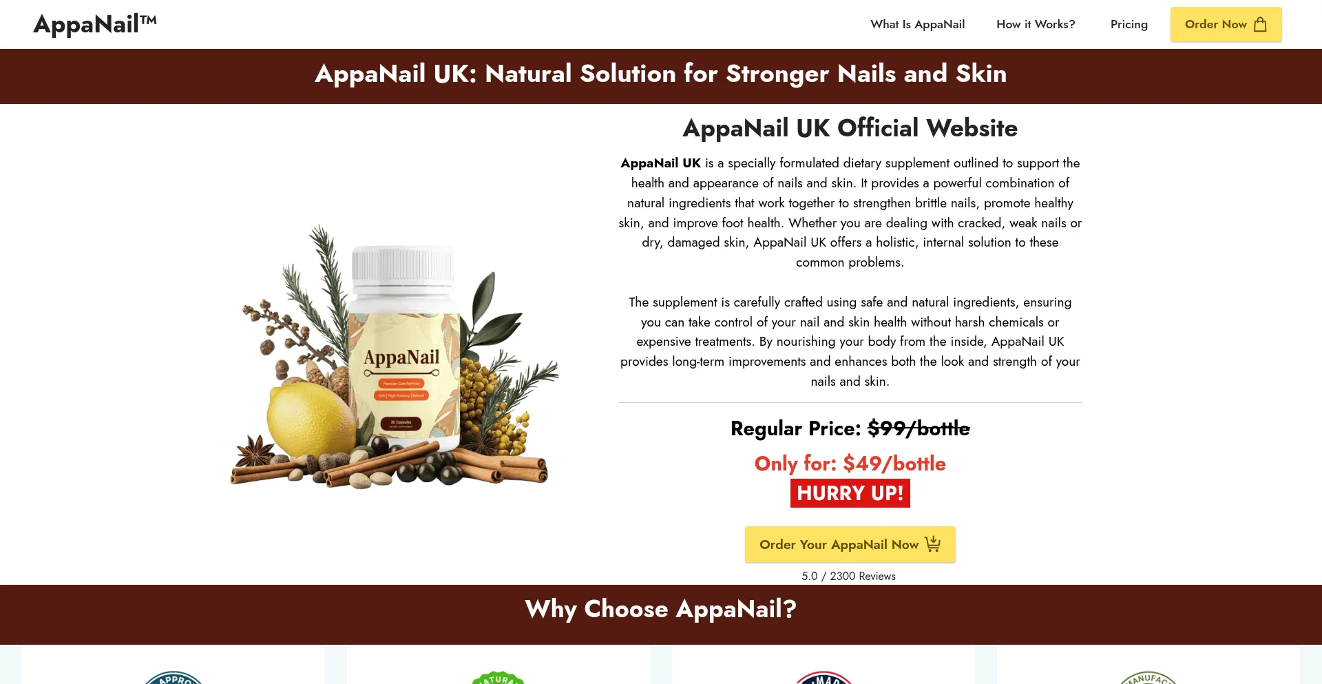 Website screenshot of Appanail.co.uk