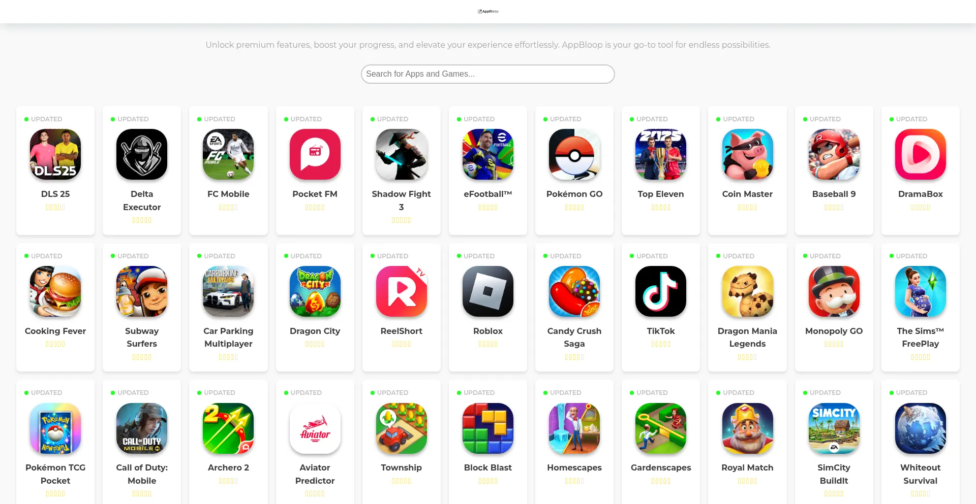 Website screenshot of Appbloop.com
