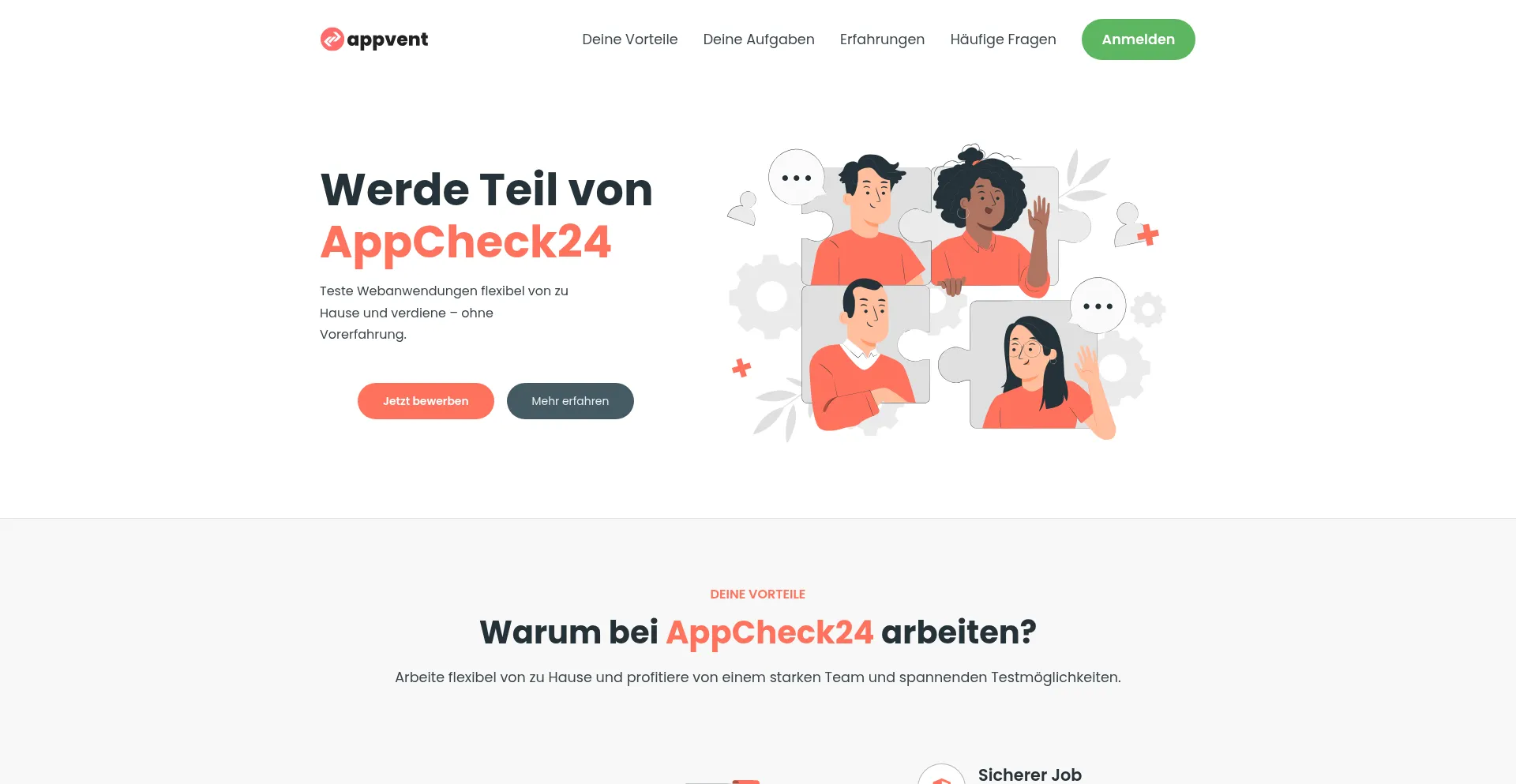 Website screenshot of Appcheck24.com