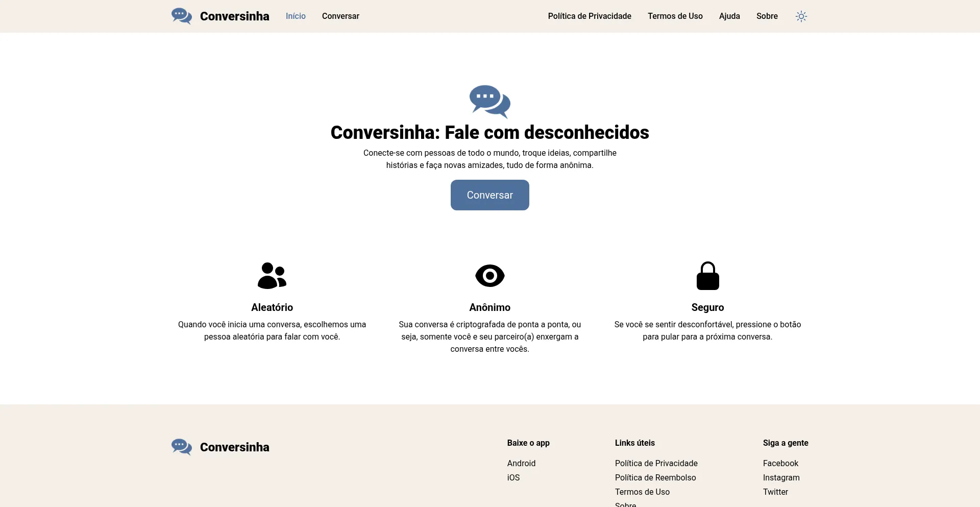 Website screenshot of Appconversinha.com