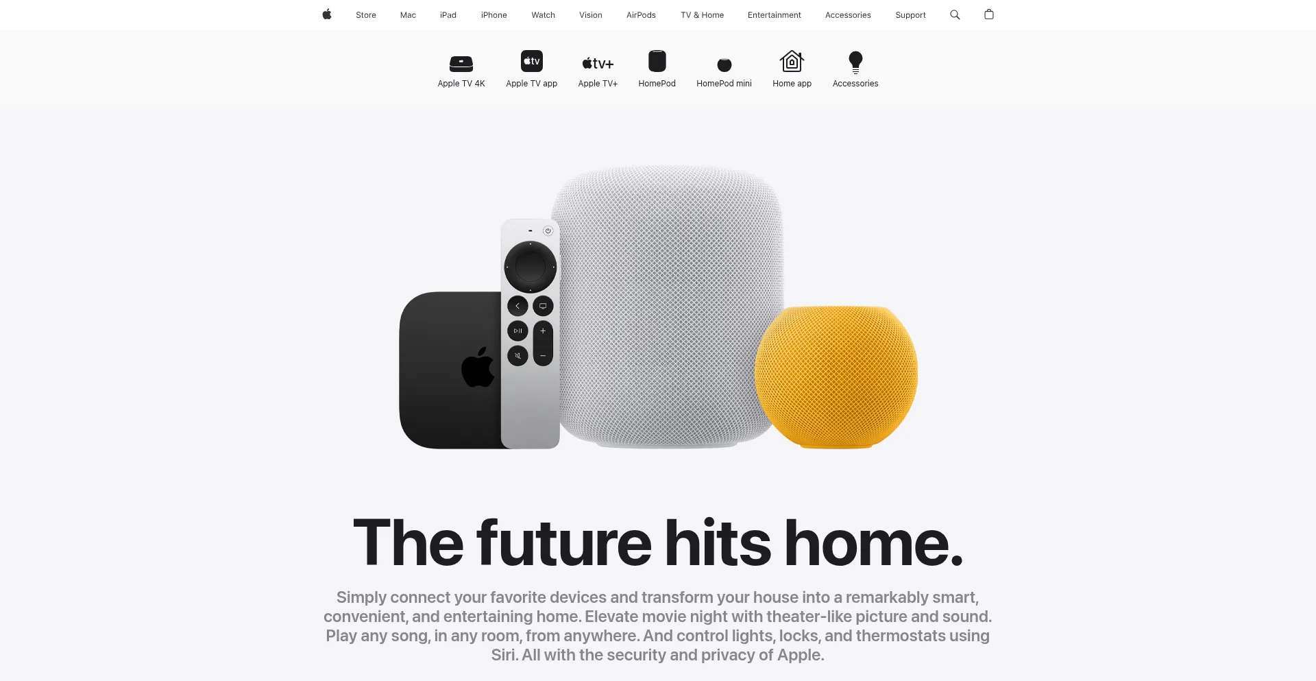 Website screenshot of Appletv.com