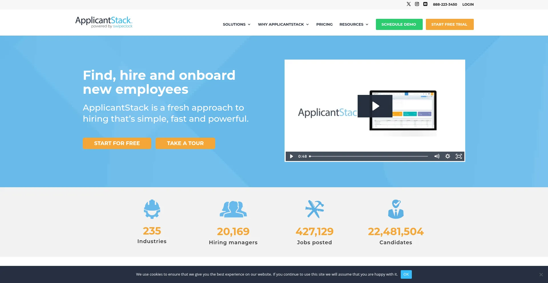 Website screenshot of Applicantstack.com