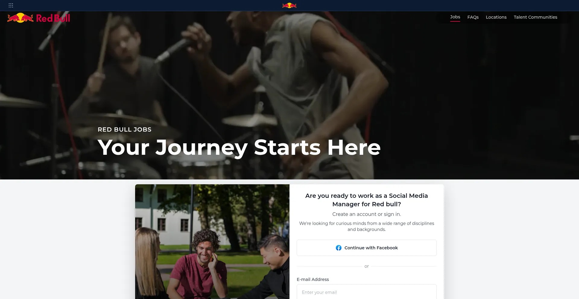 Website screenshot of Applyjobs.redbullrecruits.com