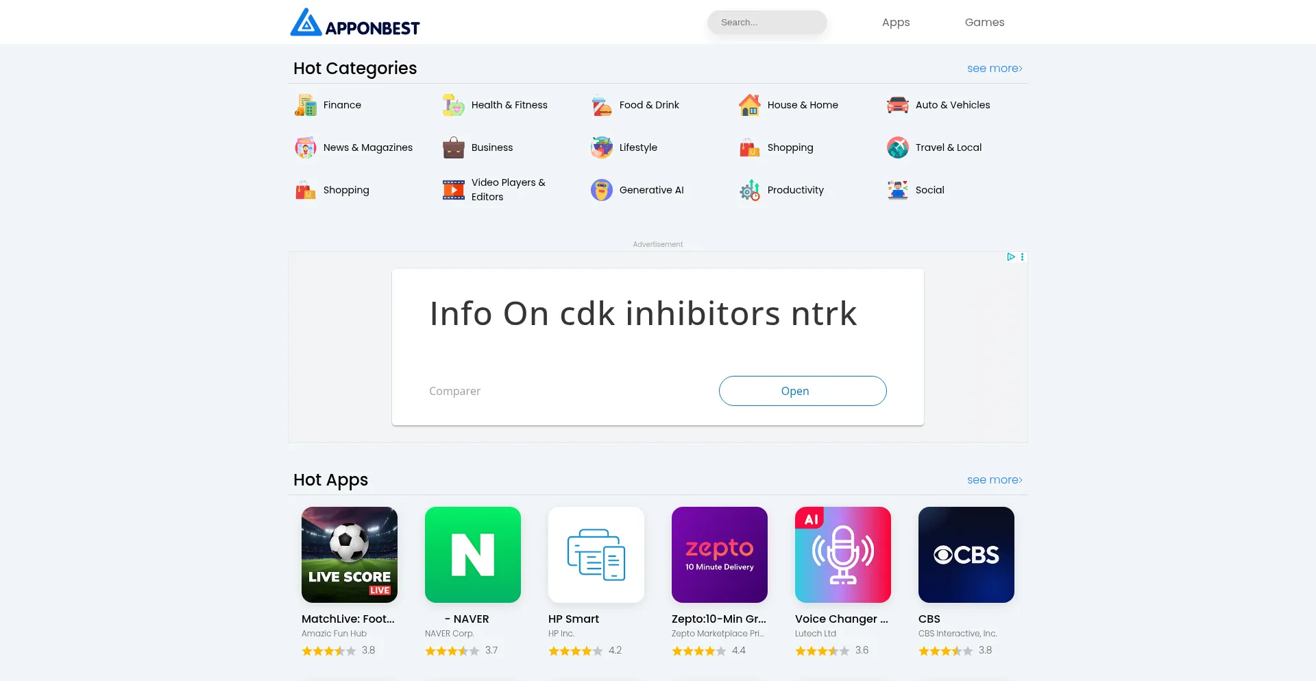 Website screenshot of Apponbest.com