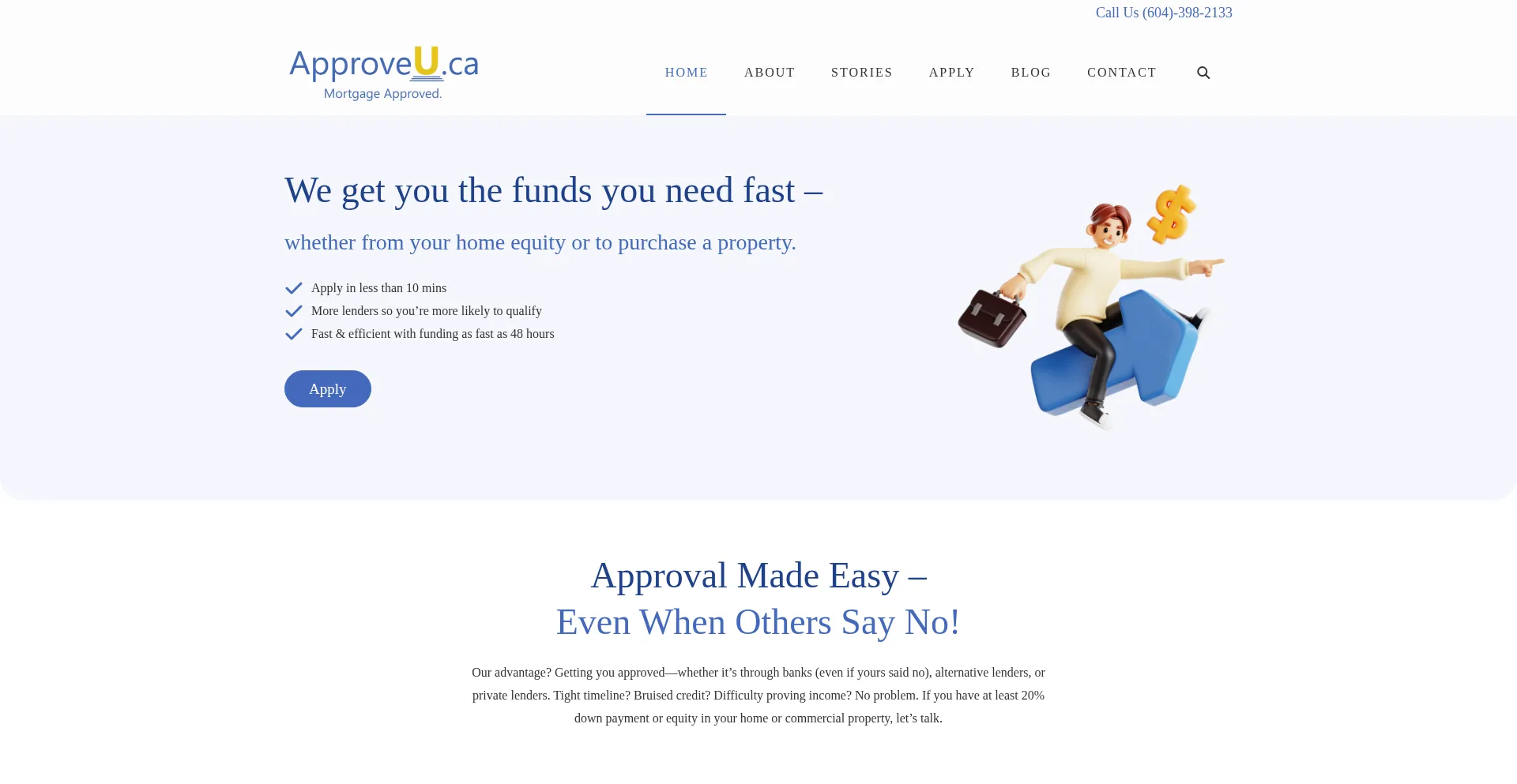 Website screenshot of Approveu.ca