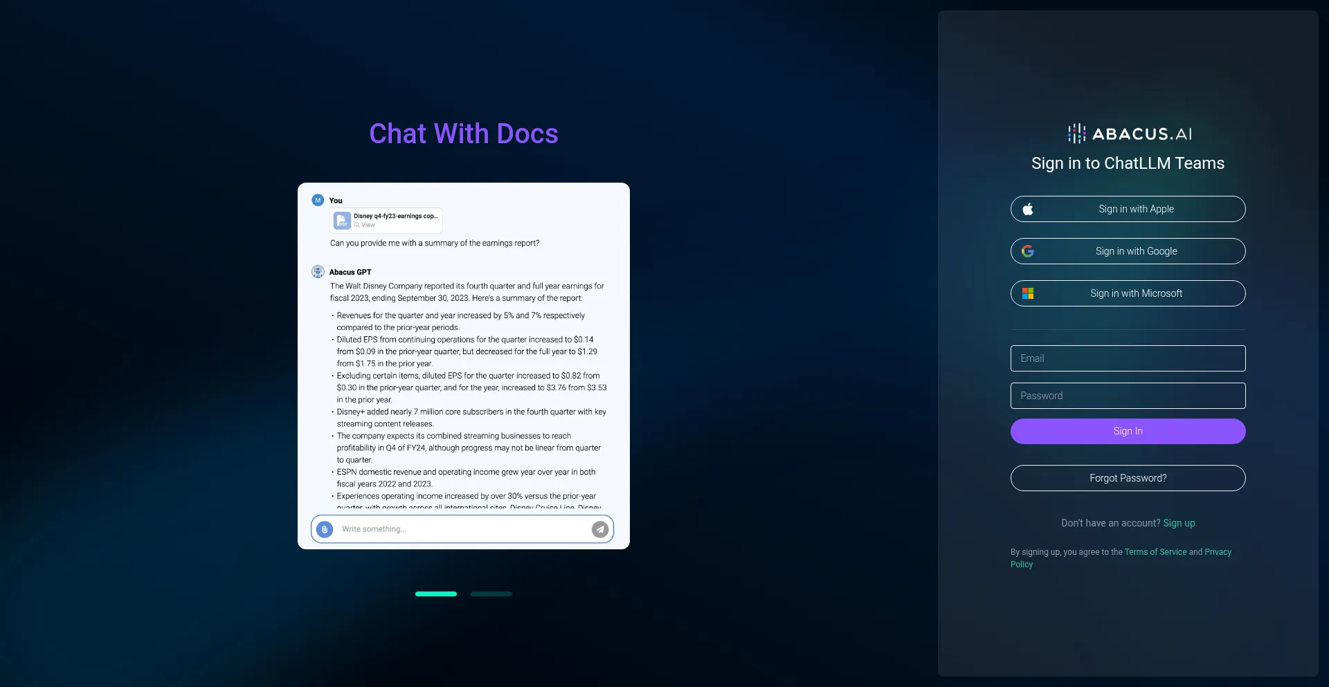 Website screenshot of Apps.abacus.ai