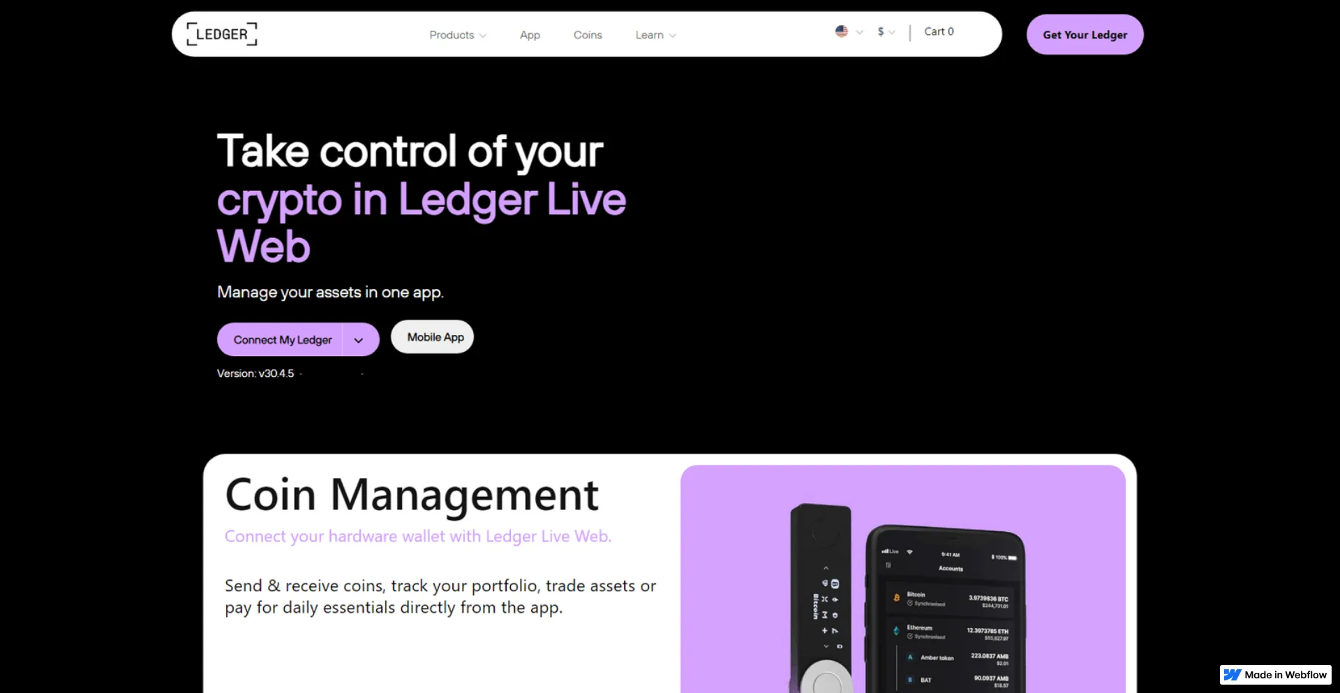 Website screenshot of Apps-auth--ledgre.webflow.io
