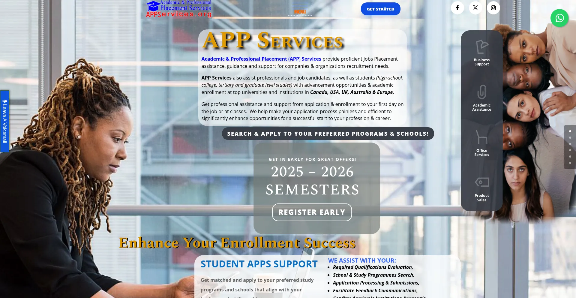 Website screenshot of Appservices.org