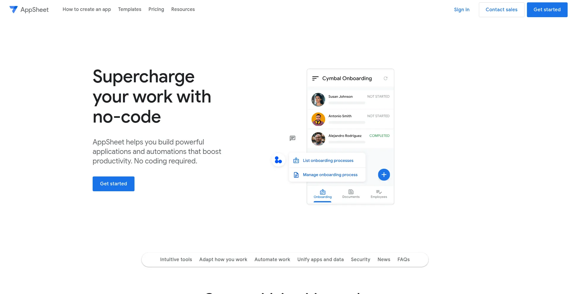 Website screenshot of Appsheet.com