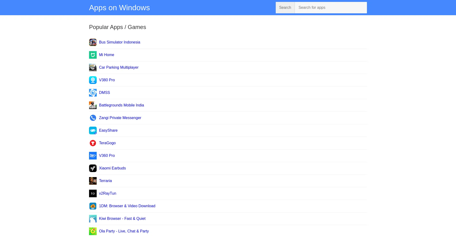 Website screenshot of Appsonwindows.com