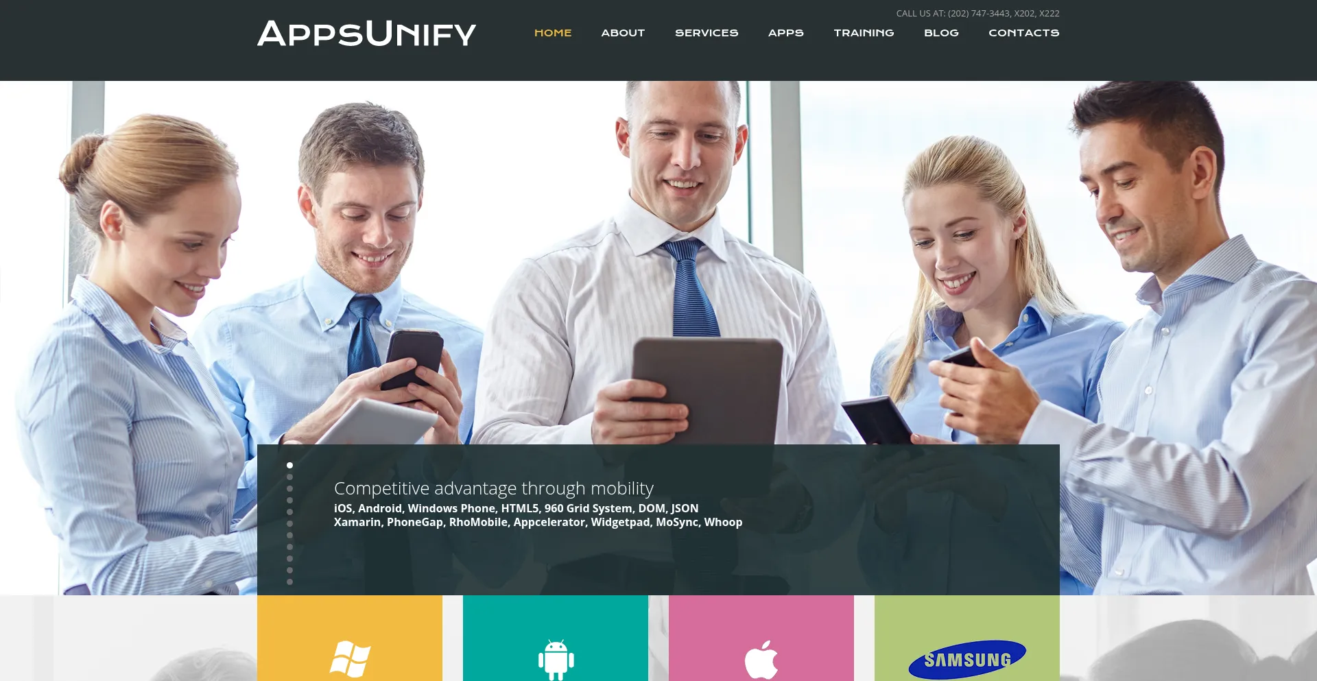 Website screenshot of Appsunify.com