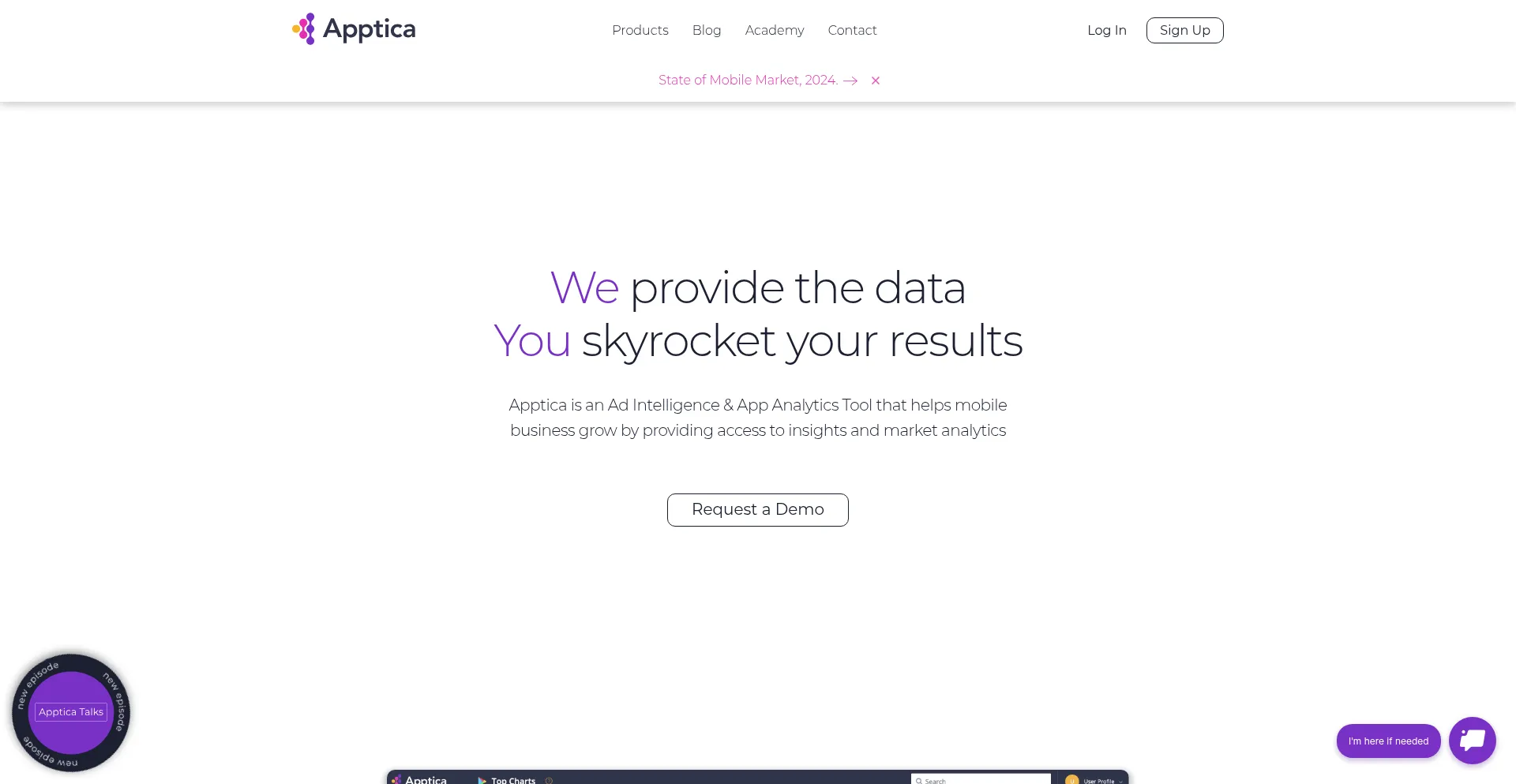 Website screenshot of Apptica.com