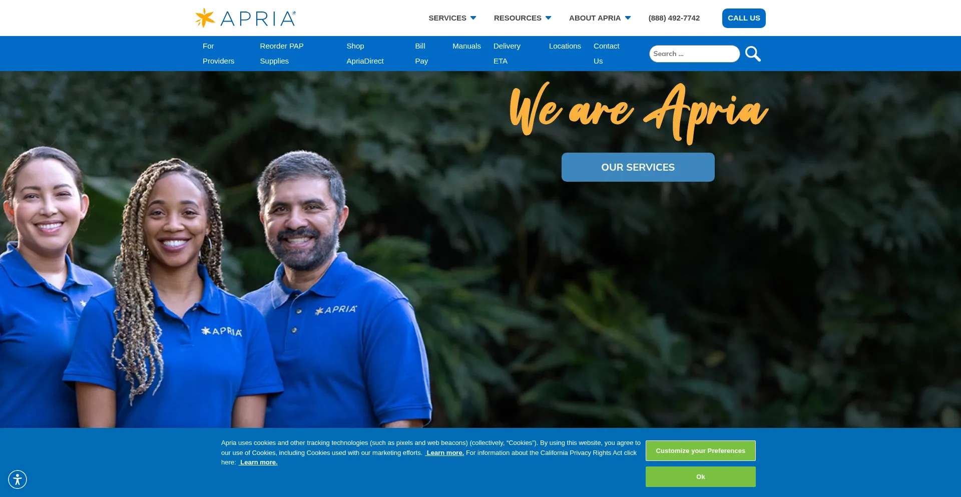 Apria.com Screenshot