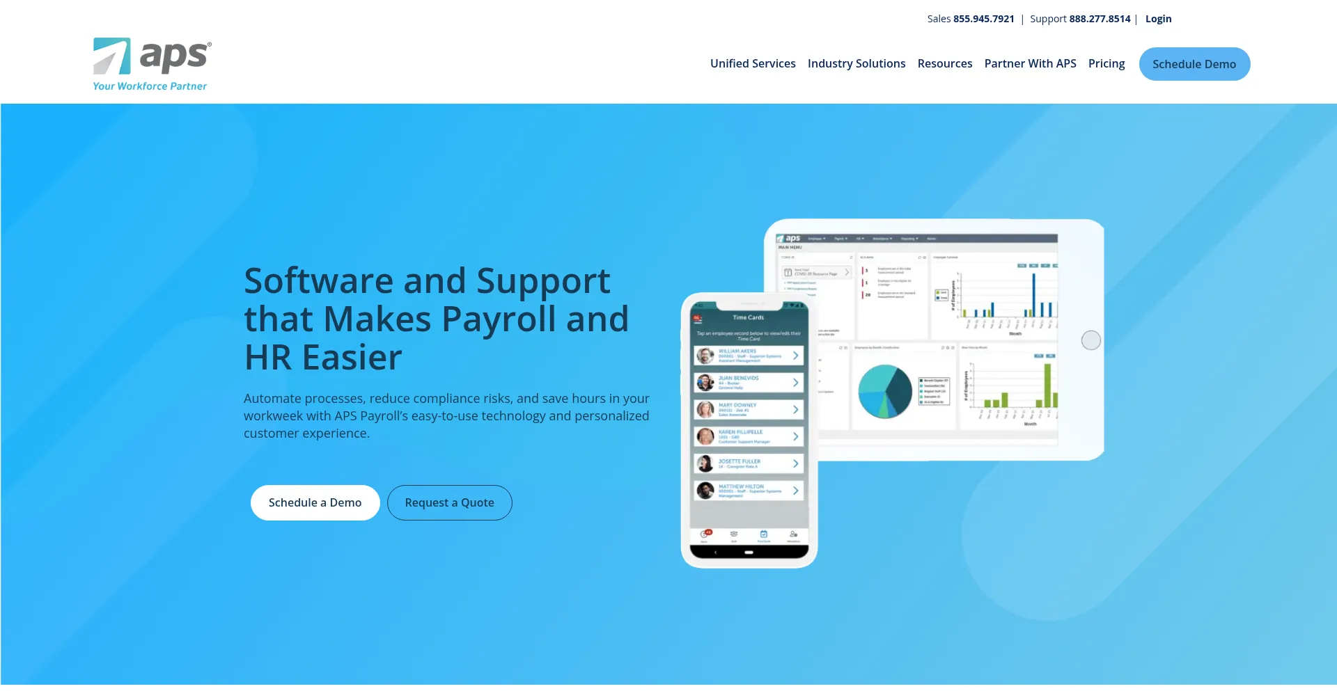 Website screenshot of Apspayroll.com
