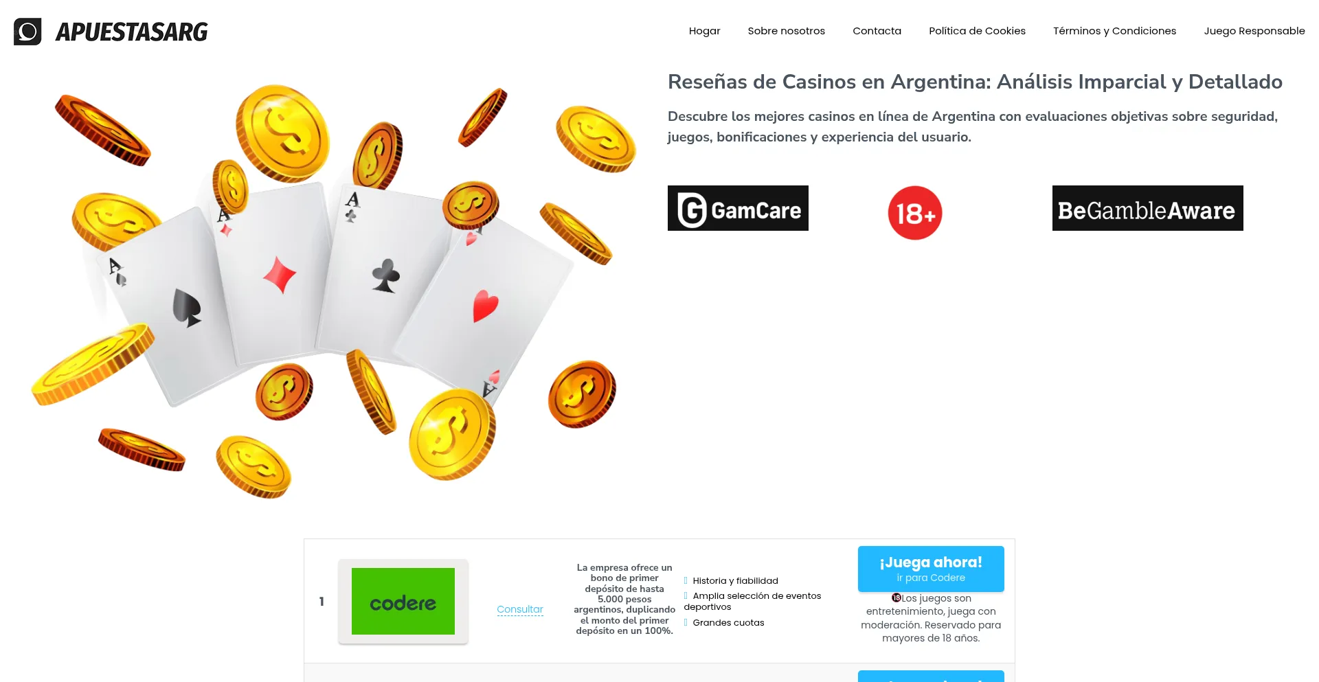 Website screenshot of Apuestasarg.com