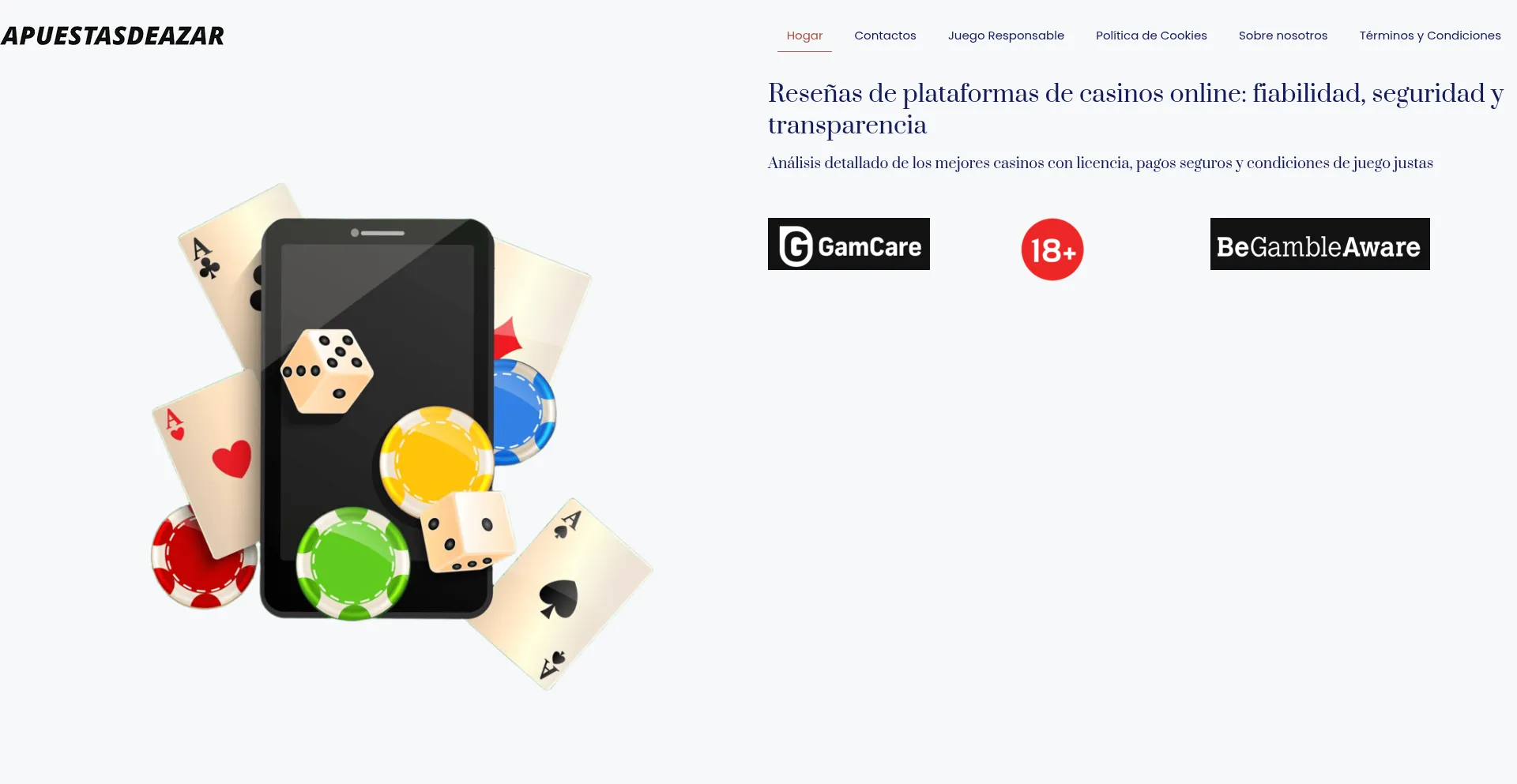 Website screenshot of Apuestasdeazar.com