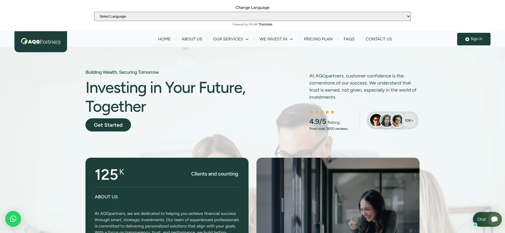 Website screenshot of Aqgpartners.com