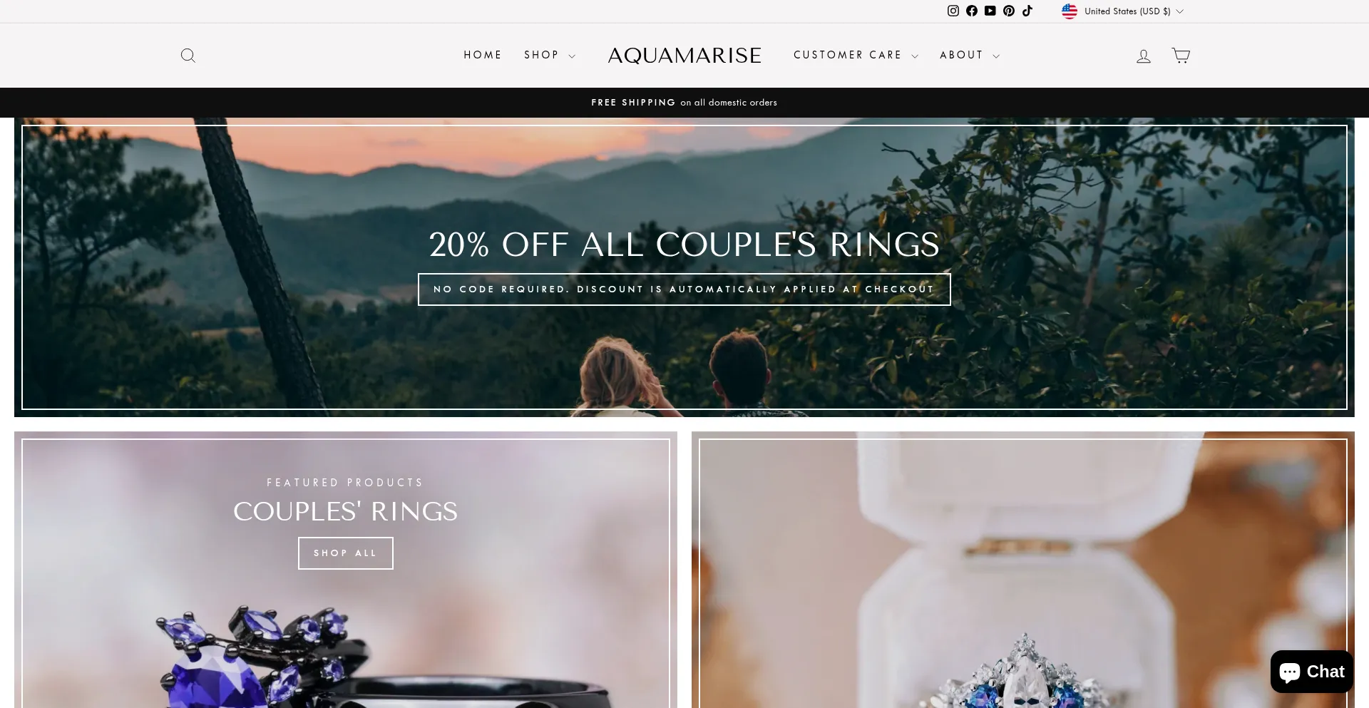 Website screenshot of Aquamarise.com